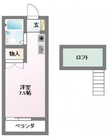 コーポユーエー2号棟(ワンルーム/2階)の間取り写真