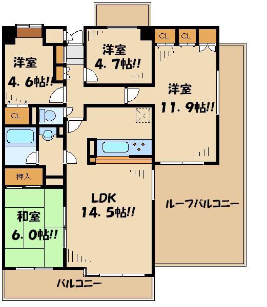 フィオーレ(4LDK/6階)の間取り写真