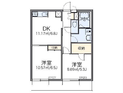 レオパレス阿保(2DK/1階)の間取り写真