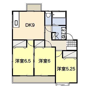豊栄ハイツ5号(3DK/2階)の間取り写真