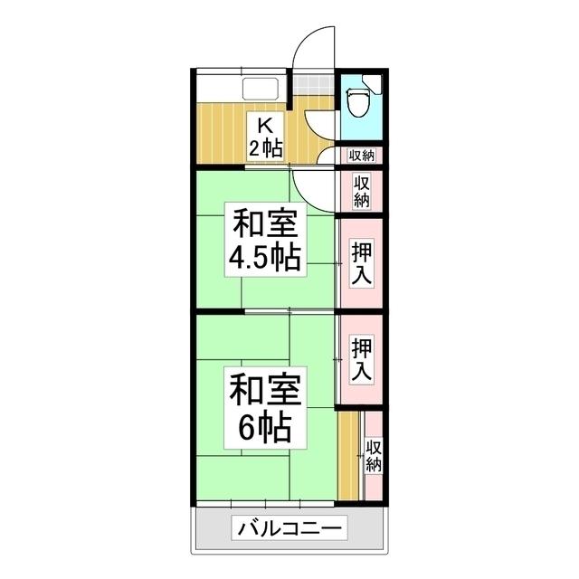 松栄荘(2K/2階)の間取り写真