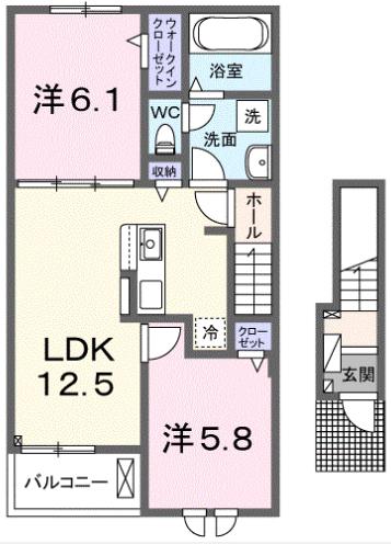 ネオブライツ1(2LDK/2階)の間取り写真