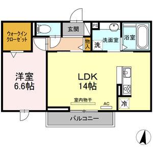 サンコート三谷(1LDK/2階)の間取り写真