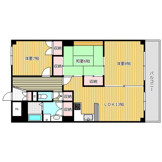 サングレース新川(3LDK/5階)の間取り写真