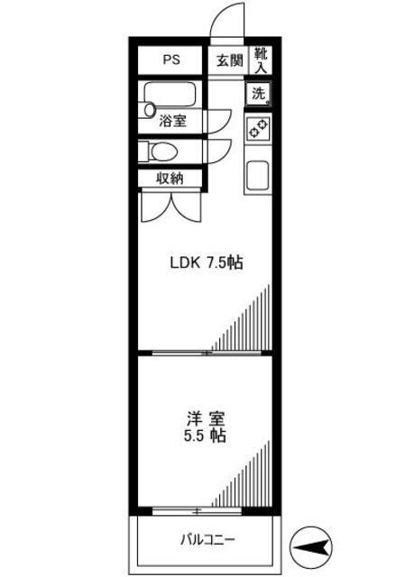 カーサ第1宇喜田1号棟(1LDK/1階)の間取り写真