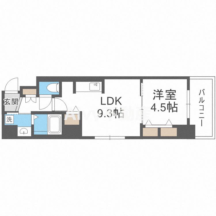 地下鉄千日前線 阿波座駅 徒歩5分 9階建 築4年(1LDK/3階)の間取り写真