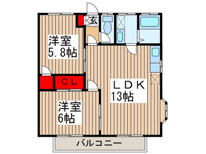 サンハイツ末広A(2LDK/1階)の間取り写真