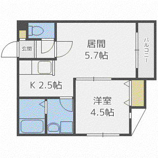 FORTRESS N18 フォートレス(1LDK/2階)の間取り写真