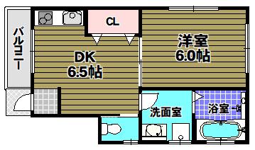 プリッ2初芝II(1DK/1階)の間取り写真