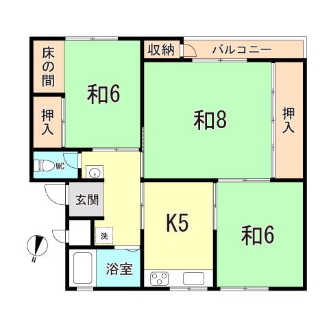 渦が森コーポ4号館(3K/2階)の間取り写真