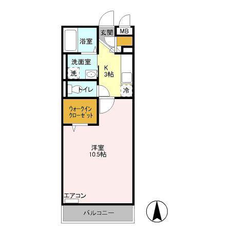エクセレンス(1K/2階)の間取り写真