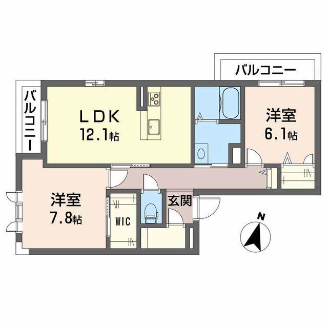 プレミアス(2LDK/2階)の間取り写真