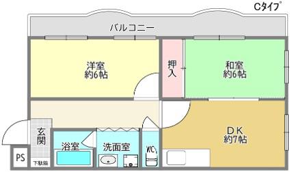 エクセルアーク(2DK/4階)の間取り写真