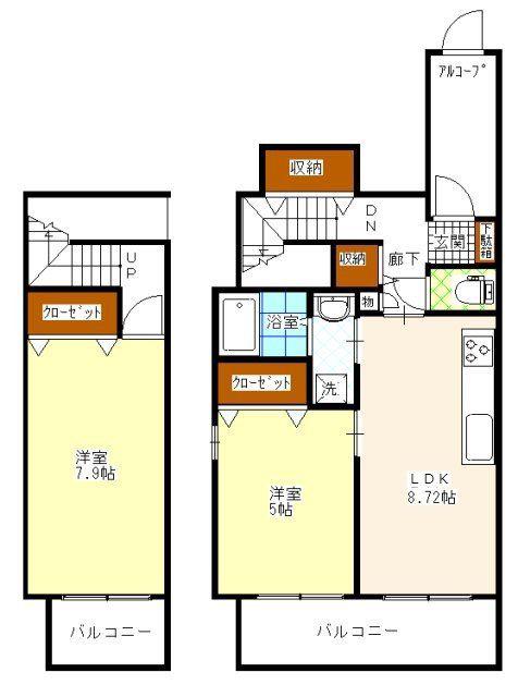 プレジール(2LDK/8階)の間取り写真