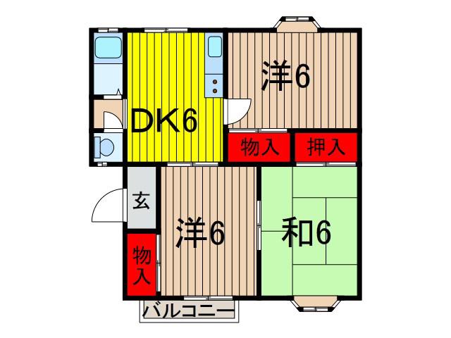 メゾンドール(3DK/2階)の間取り写真