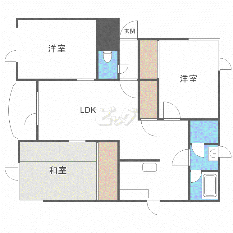 サンパーク北36(3LDK/2階)の間取り写真