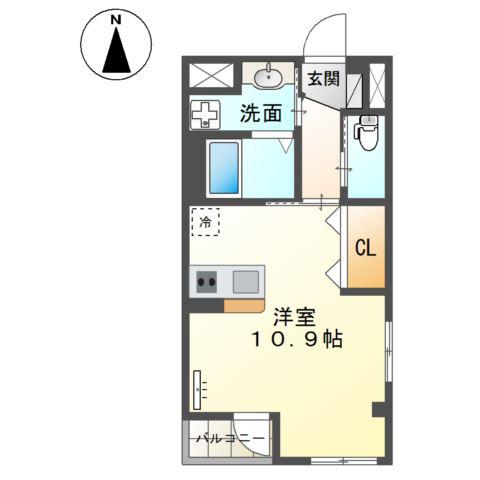 ビタローマ(ワンルーム/2階)の間取り写真