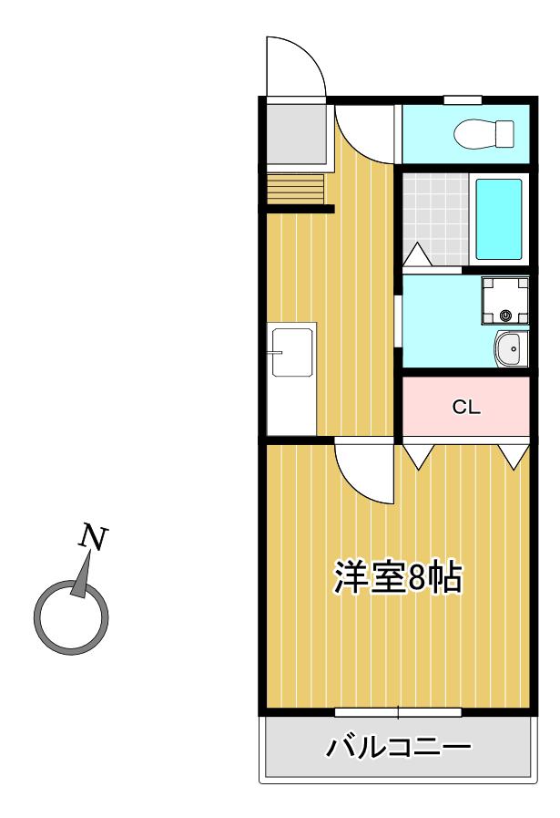 メゾンオリーブ(1K/2階)の間取り写真