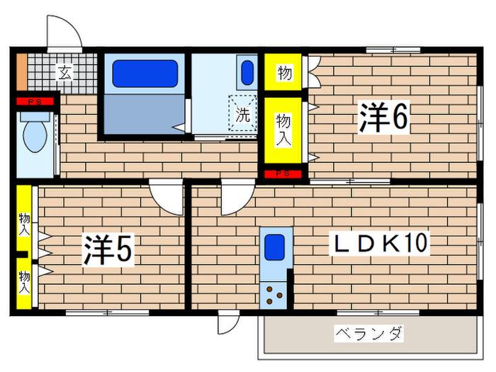 DEARCOURT(2LDK/2階)の間取り写真