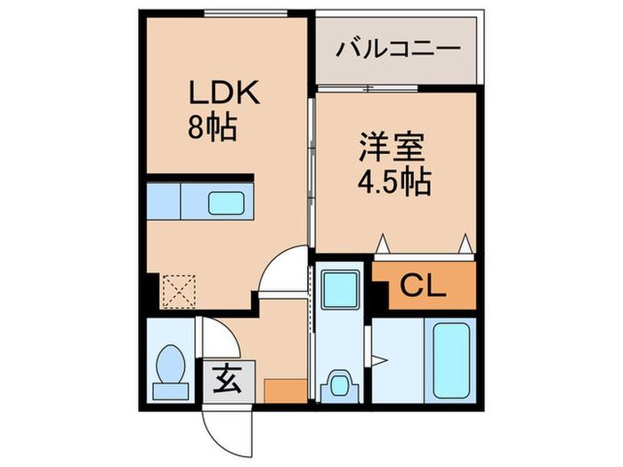 CRECIA中原東(1LDK/2階)の間取り写真