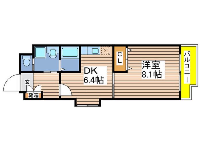 LA ECCELLENTE(1DK/2階)の間取り写真