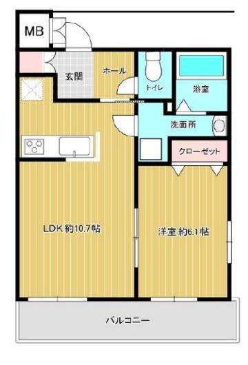 フラットヒル大和I(1LDK/3階)の間取り写真