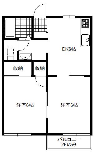 プレミール遠藤(2DK/1階)の間取り写真