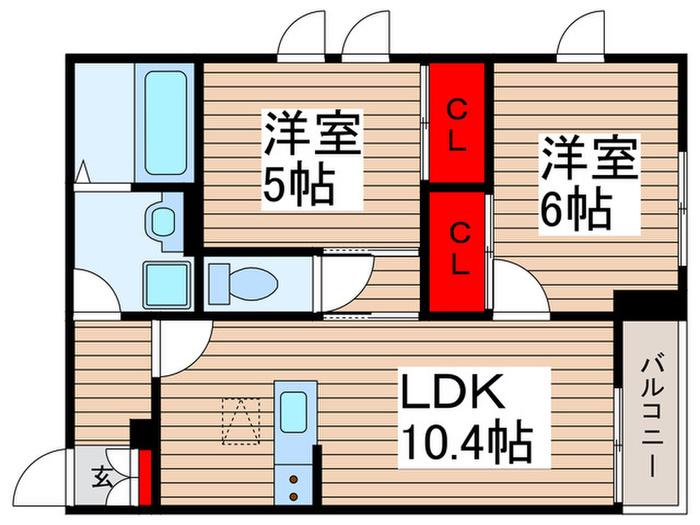 RACINE MATSUDO(2LDK/1階)の間取り写真