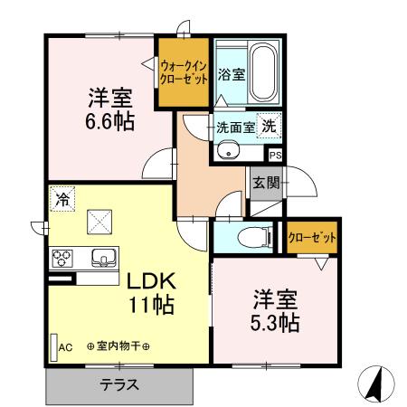 APRICUS(2LDK/1階)の間取り写真