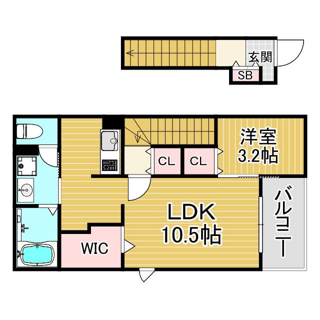 シエルフローラ(1LDK/2階)の間取り写真