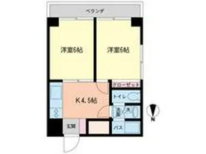 松寿ハイツ(2K/4階)の間取り写真