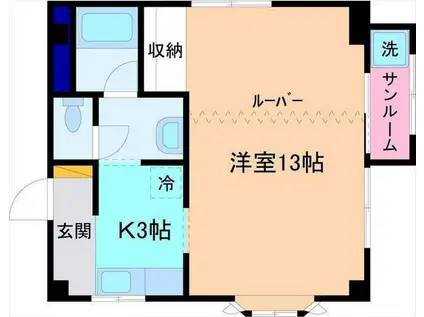 ヴァロワール金沢(1K/2階)の間取り写真