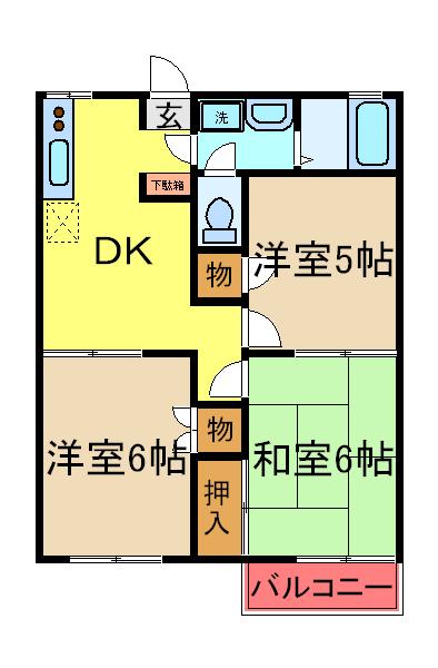 メゾフォルテ(3DK/2階)の間取り写真