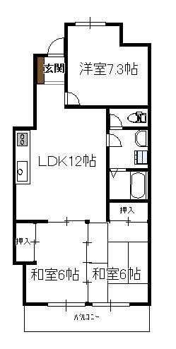ゆとり204(3LDK/1階)の間取り写真