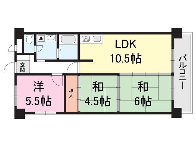 アルベール本町(3LDK/6階)の間取り写真