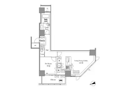 レジディアタワー目黒不動前(1LDK/9階)の間取り写真