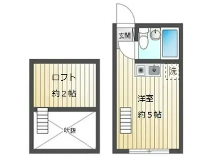 ハウスエルム(ワンルーム/2階)の間取り写真