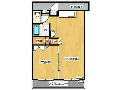 フレックスワン(1LDK/2階)の間取り写真
