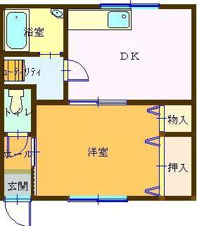 ＪＲ予讃線 新居浜駅 徒歩16分 1階建 築22年(1DK/1階)の間取り写真