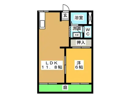 ヤングプリンス(1LDK/1階)の間取り写真