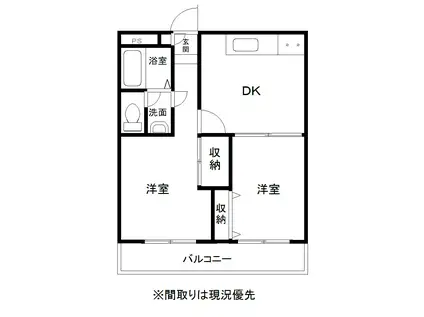 グラン宮崎(2DK/2階)の間取り写真