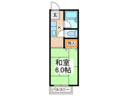 高塚グリーンハイツ(1K/2階)の間取り写真
