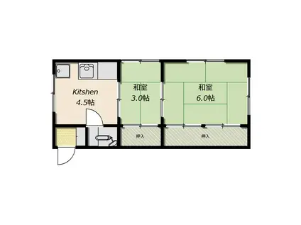 佐藤荘(2K/1階)の間取り写真