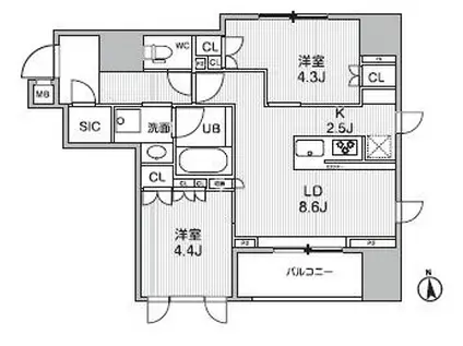 SEASON FLATS SHINOKACHIMACHI(2LDK/9階)の間取り写真