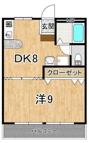 コーポオメガー(1DK/2階)の間取り写真