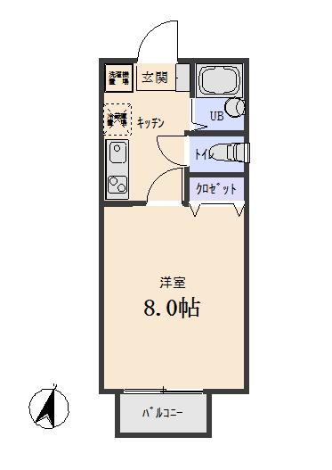 メイプルハウス杉田(1K/2階)の間取り写真