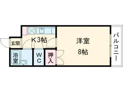 カーサ青崎Ⅱ(1K/2階)の間取り写真