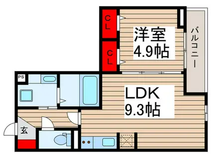 レクシア東葛西II(1LDK/2階)の間取り写真