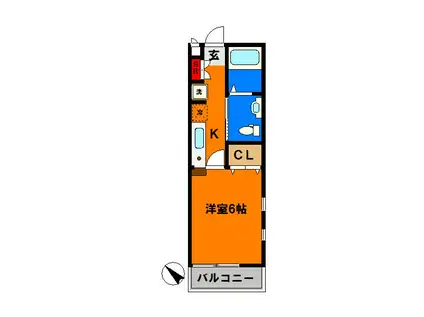 CLASSTAGE西都賀(1K/1階)の間取り写真