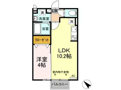 セジュール大川A棟(1LDK/2階)の間取り写真